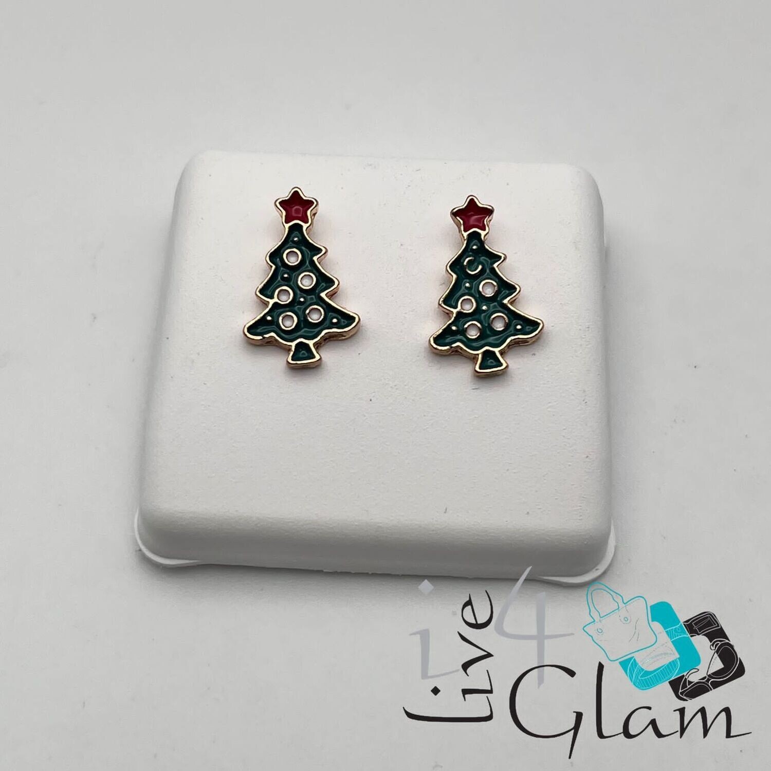 Christmas Stud Earring Tree w White Ornaments