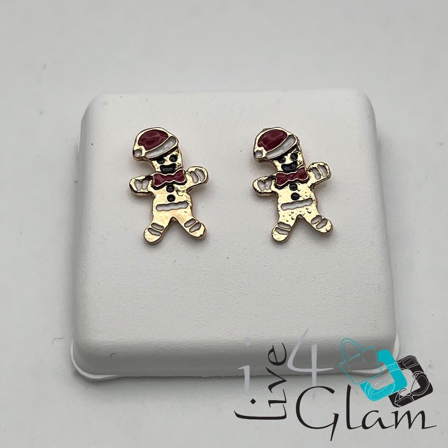 Christmas Stud Earring Gingerbread Man w Hat