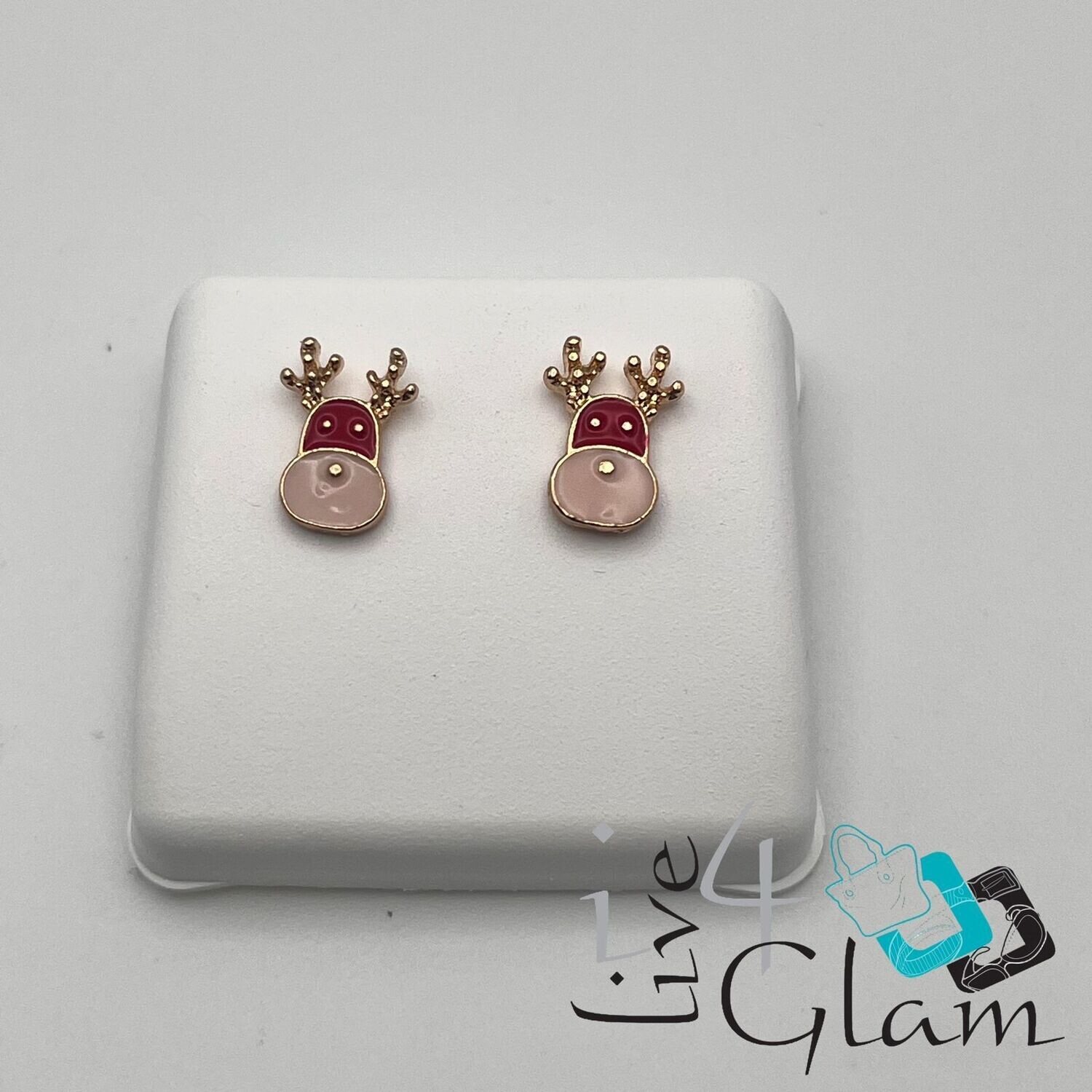 Christmas Stud Earring Red Reindeer
