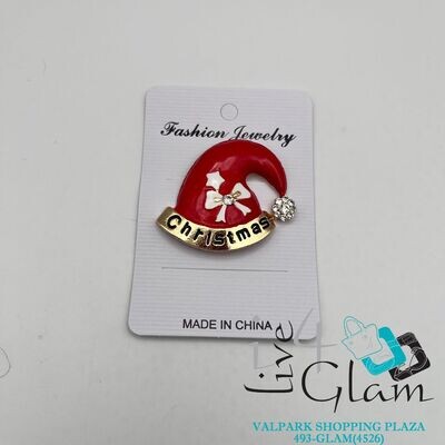 Christmas Broach Red Santa&#39;s Hat
