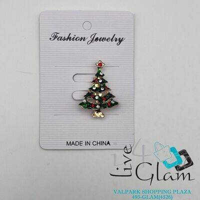 Christmas Broach Green Tree w Gold Star