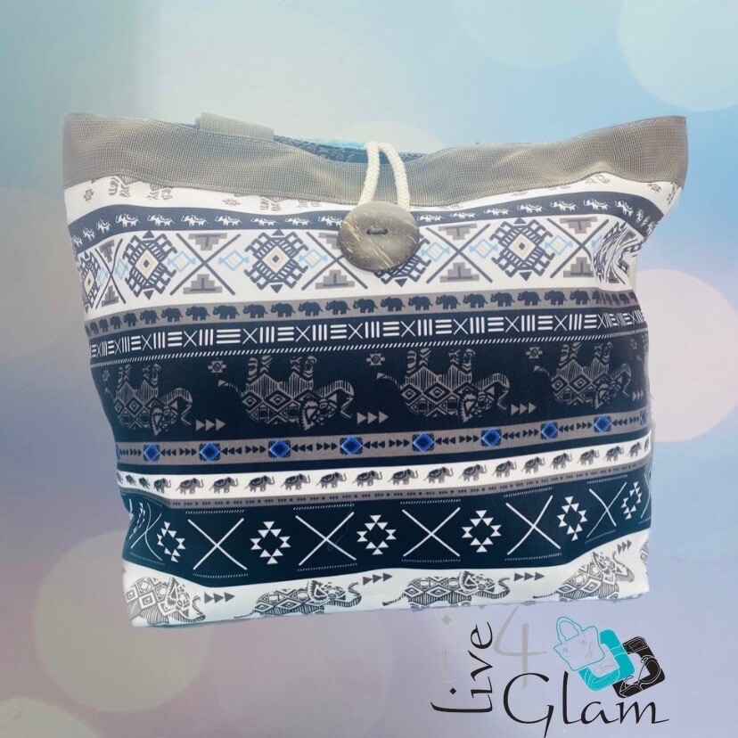 Elephant Patterned Beach Bag