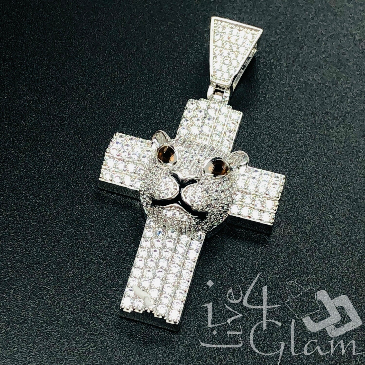 Fashion Cross with Tiger Face Pendant