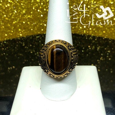 Stainless Steel Vintage Tiger&#39;s Eye Ring