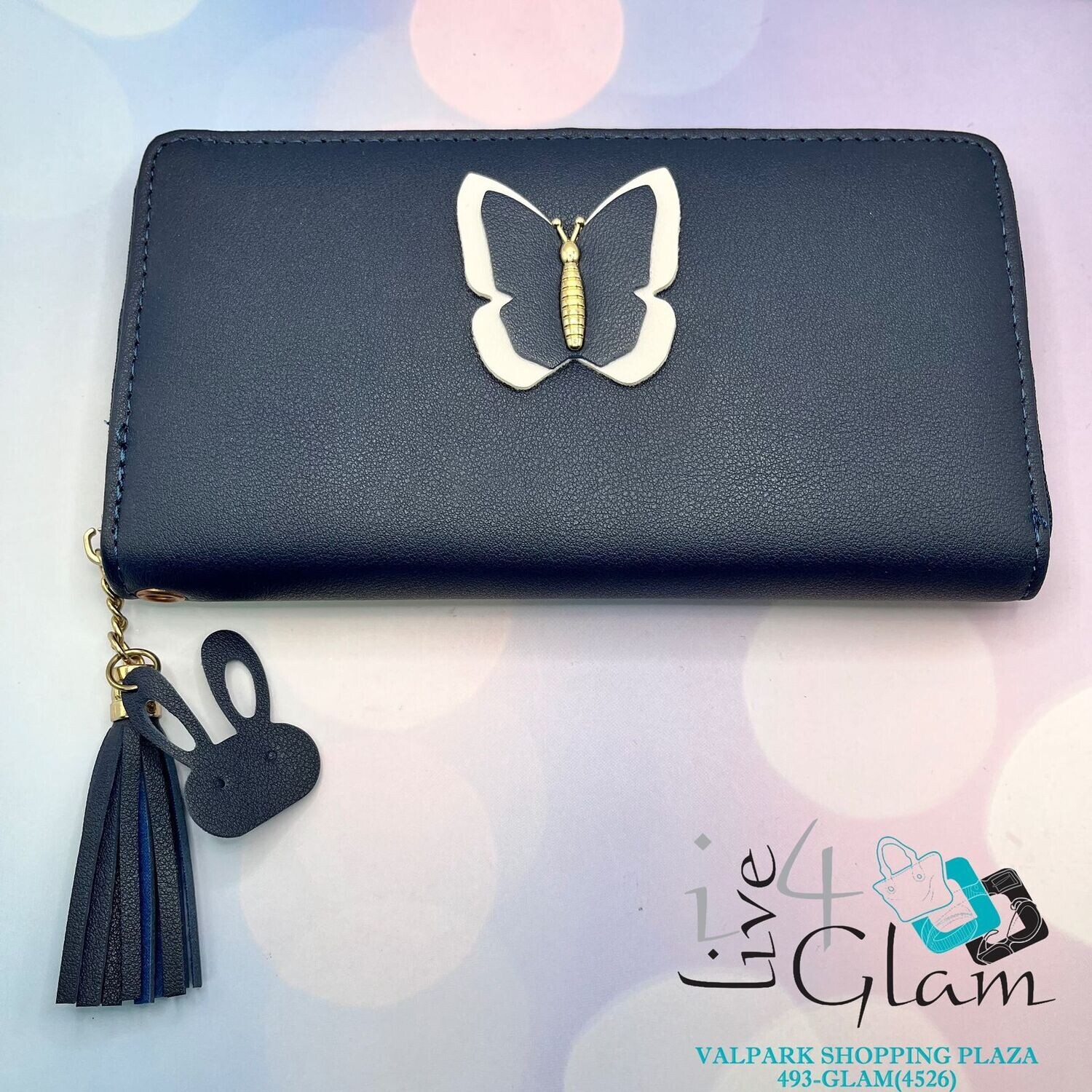 Women&#39;s Butterfly Navy Blue Purse