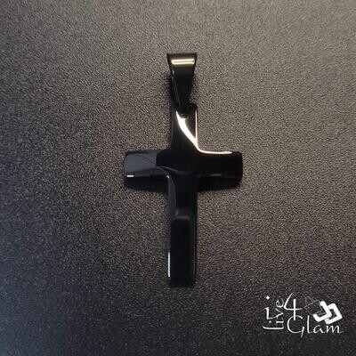 Stainless Steel Black Medium Cross Pendant