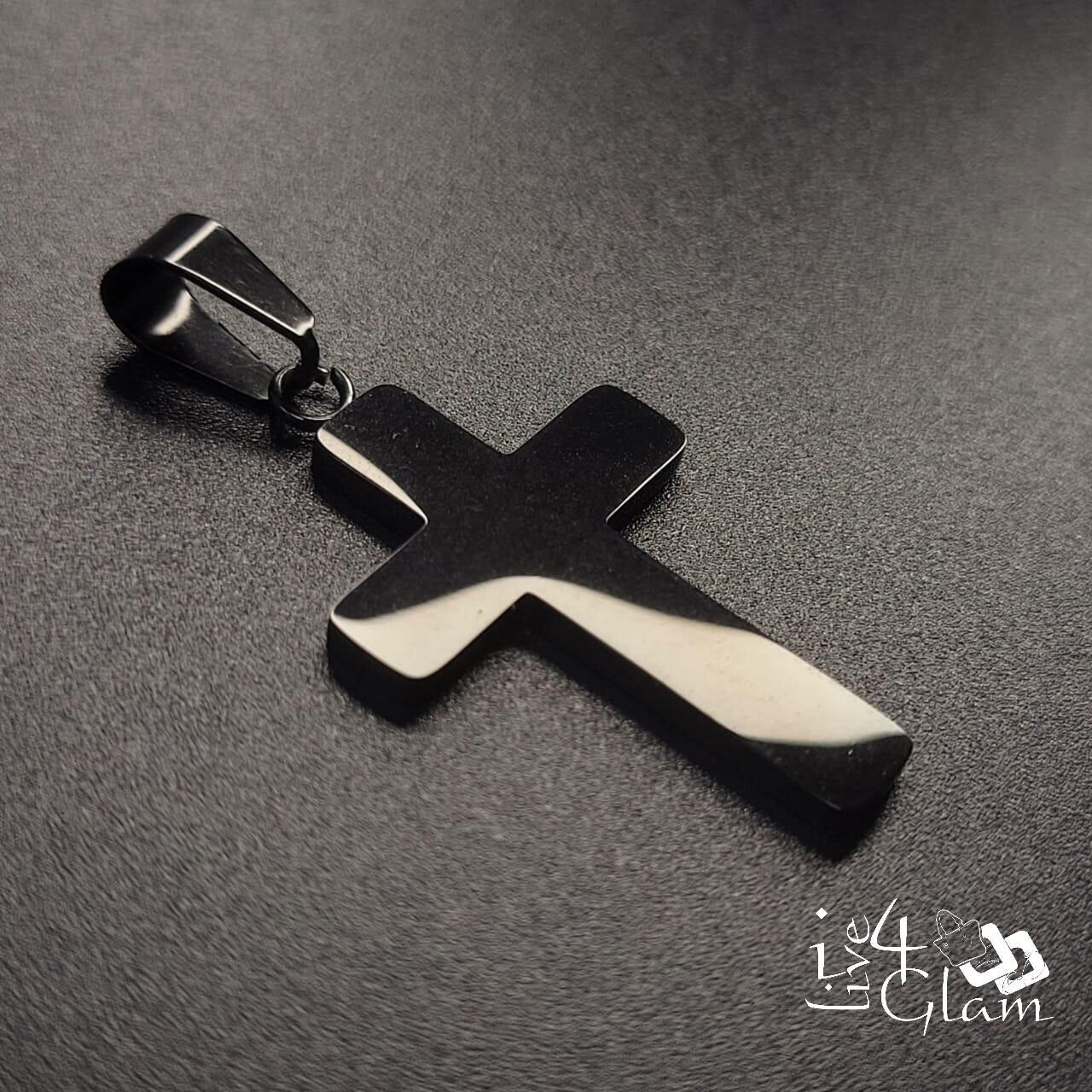 Stainless Steel Plain Black Cross Pendant