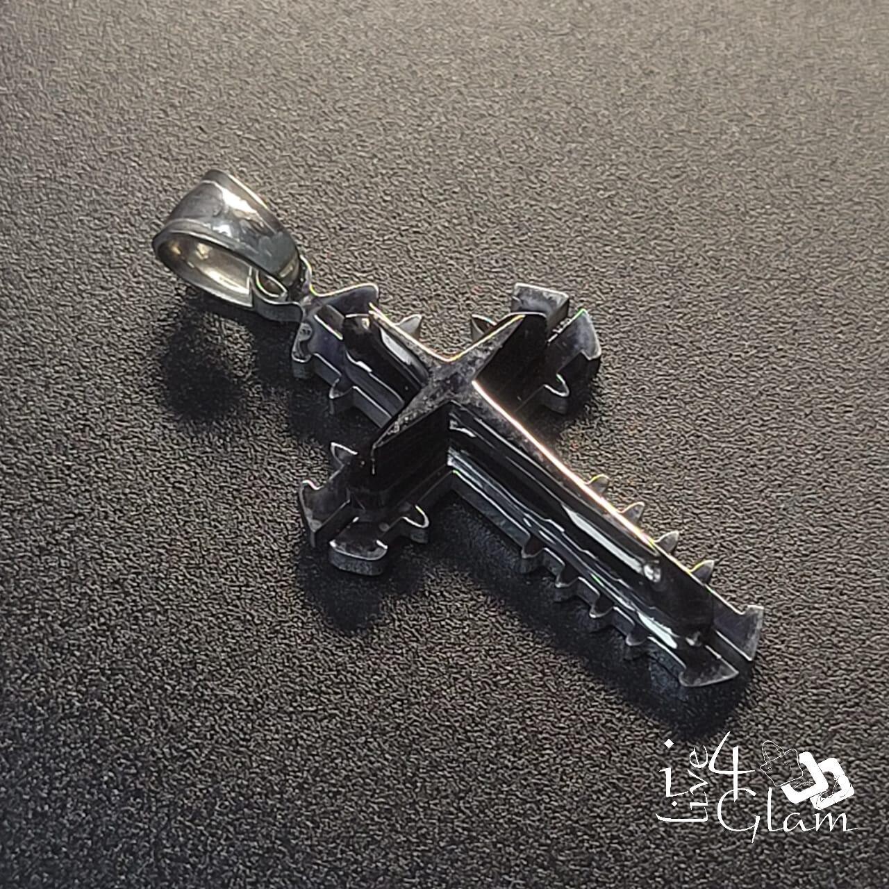 Stainless Steel Silver Spike Cross Pendant