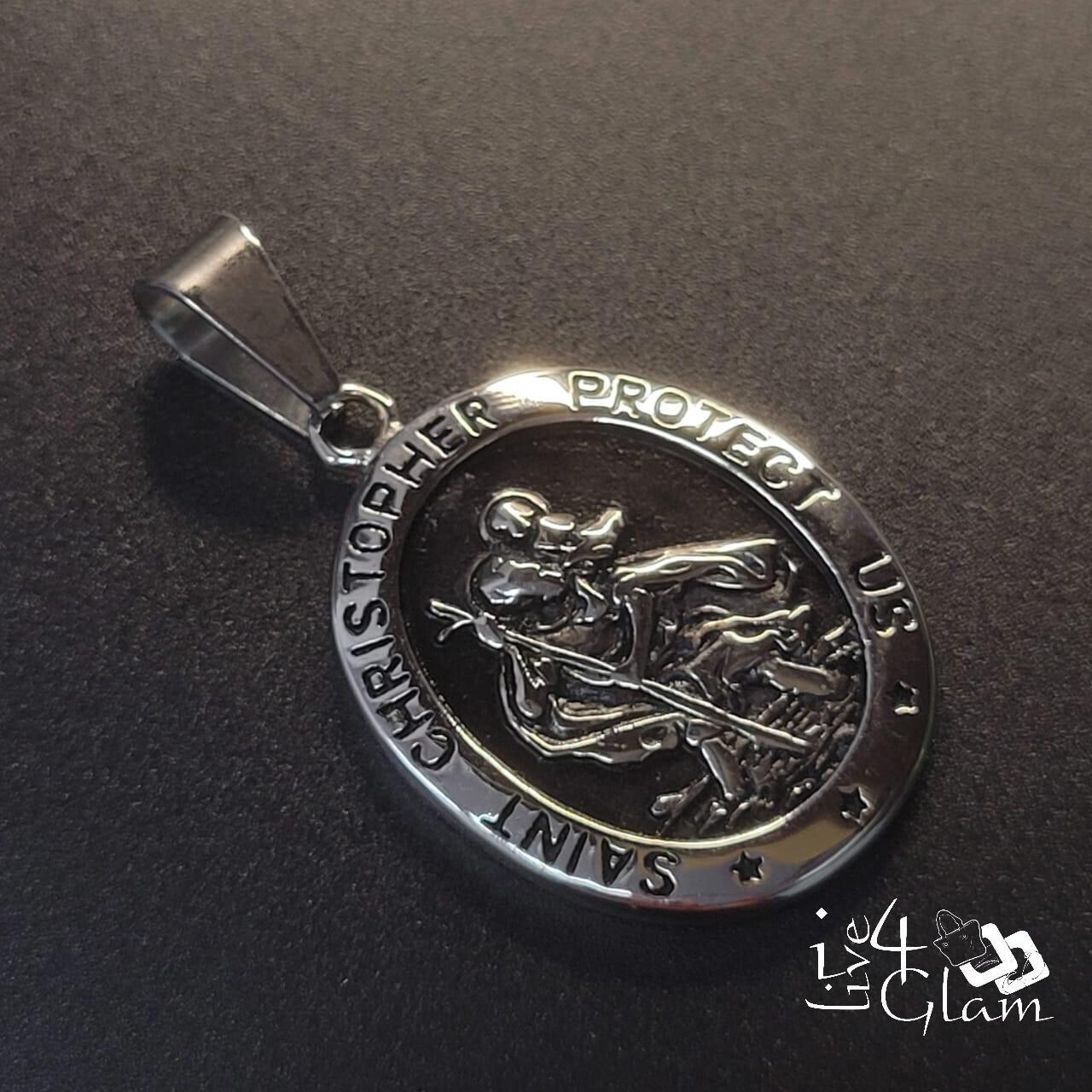 Stainless Steel Two Tone St Christopher Pendant