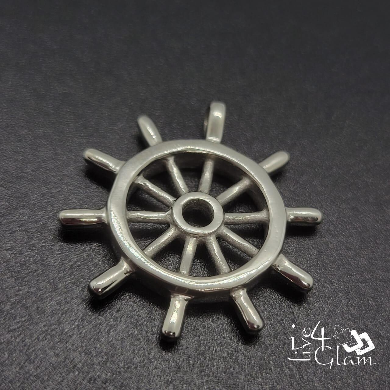 Stainless Steel Silver Ship Wheel Pendant , Size: Small