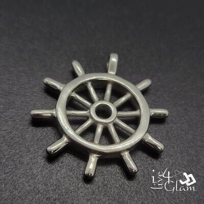 Stainless Steel Silver Ship Wheel Pendant 