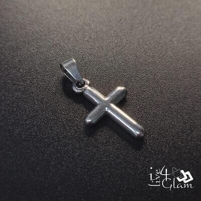 Stainless Steel Small  Silver Cross w Rounded Edges Pendant