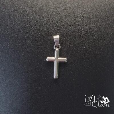 Stainless Steel Small  Silver Cross w Rounded Edges Pendant