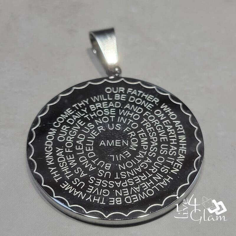 Stainless Steel Medium Round Lord&#39;s Prayer Pendant