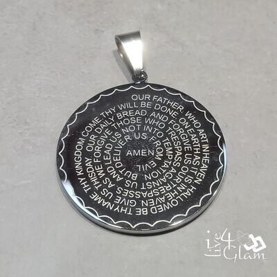 Stainless Steel Medium Round Lord's Prayer Pendant