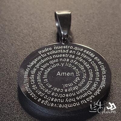 Stainless Steel Silver Round Lord&#39;s Prayer Spanish