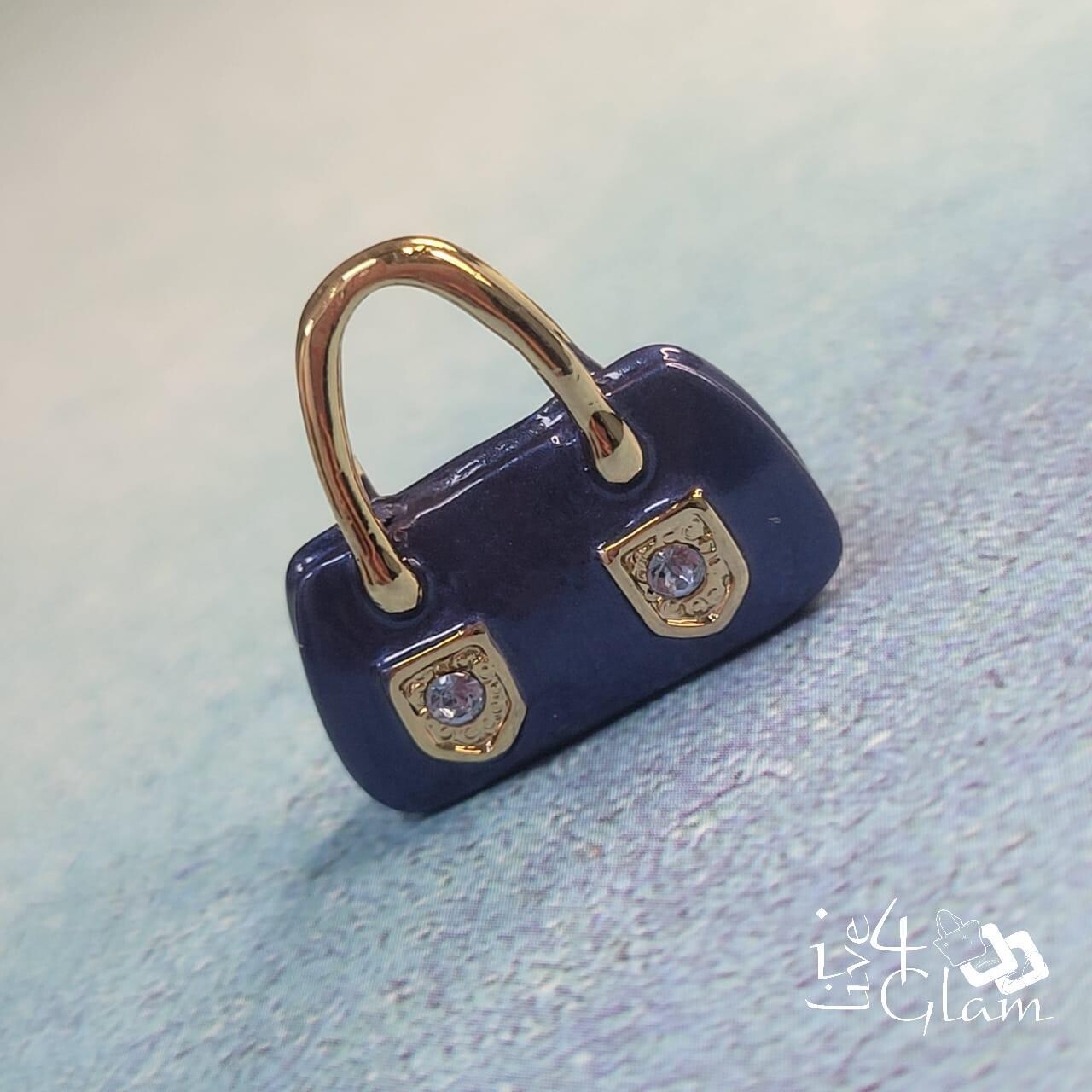 Purple Purse Charm, Style: Gold Detail