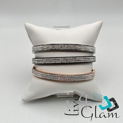 Stainless Steel Triple Row Cz Bangle