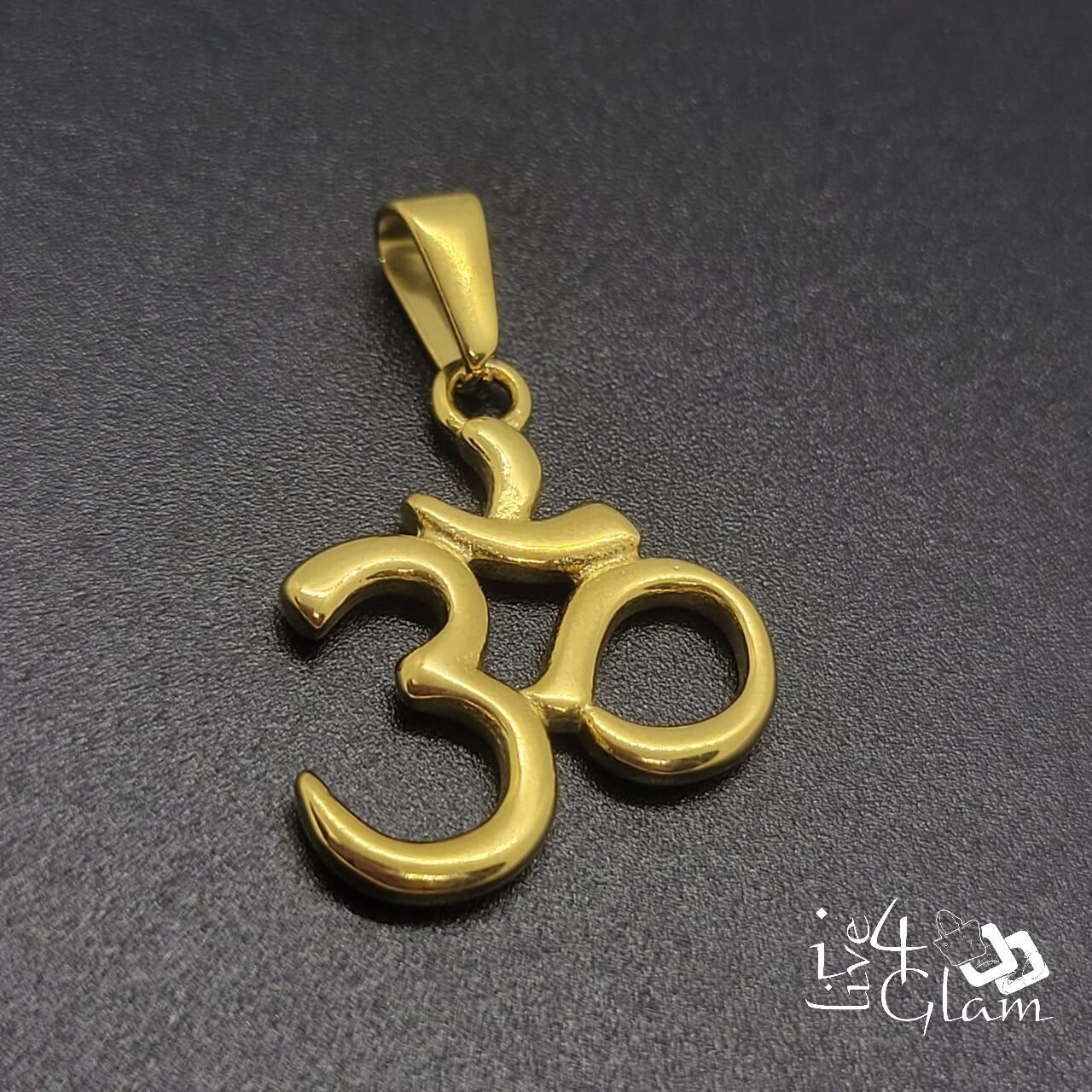 Stainless Steel Small Plain Gold Ohm Pendant