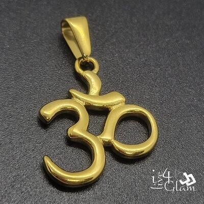 Stainless Steel Small Plain Gold Ohm Pendant
