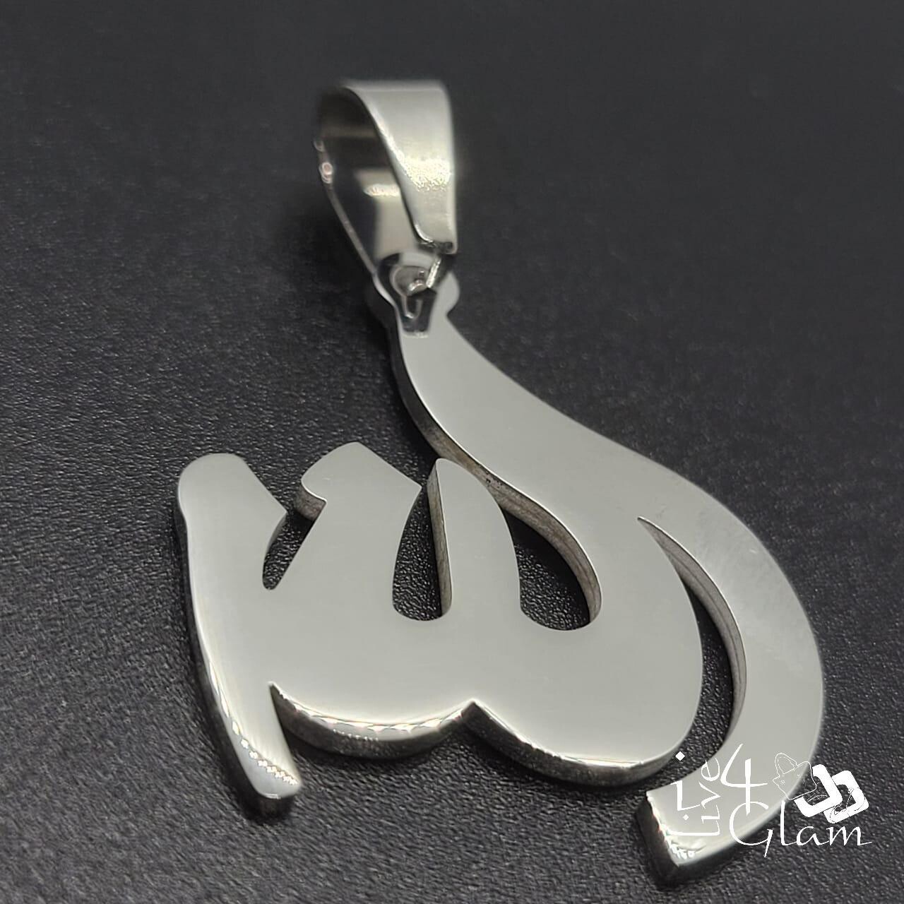 Stainless Steel Plain  Silver Allah Pendant