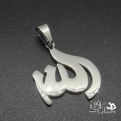Stainless Steel Plain  Silver Allah Pendant