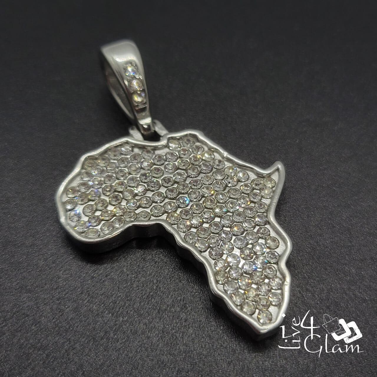 Stainless Steel Silver Bling Africa Pendant