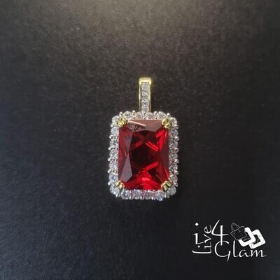 Stainless Steel Red CZ Stone Pendant