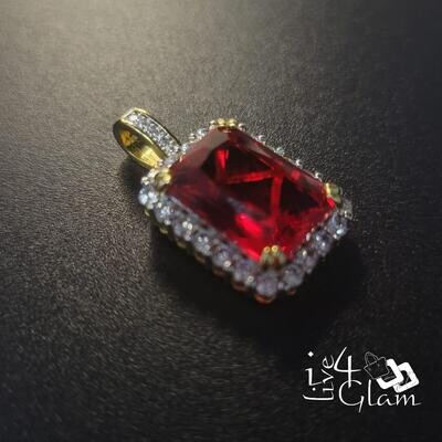 Stainless Steel Red CZ Stone Pendant