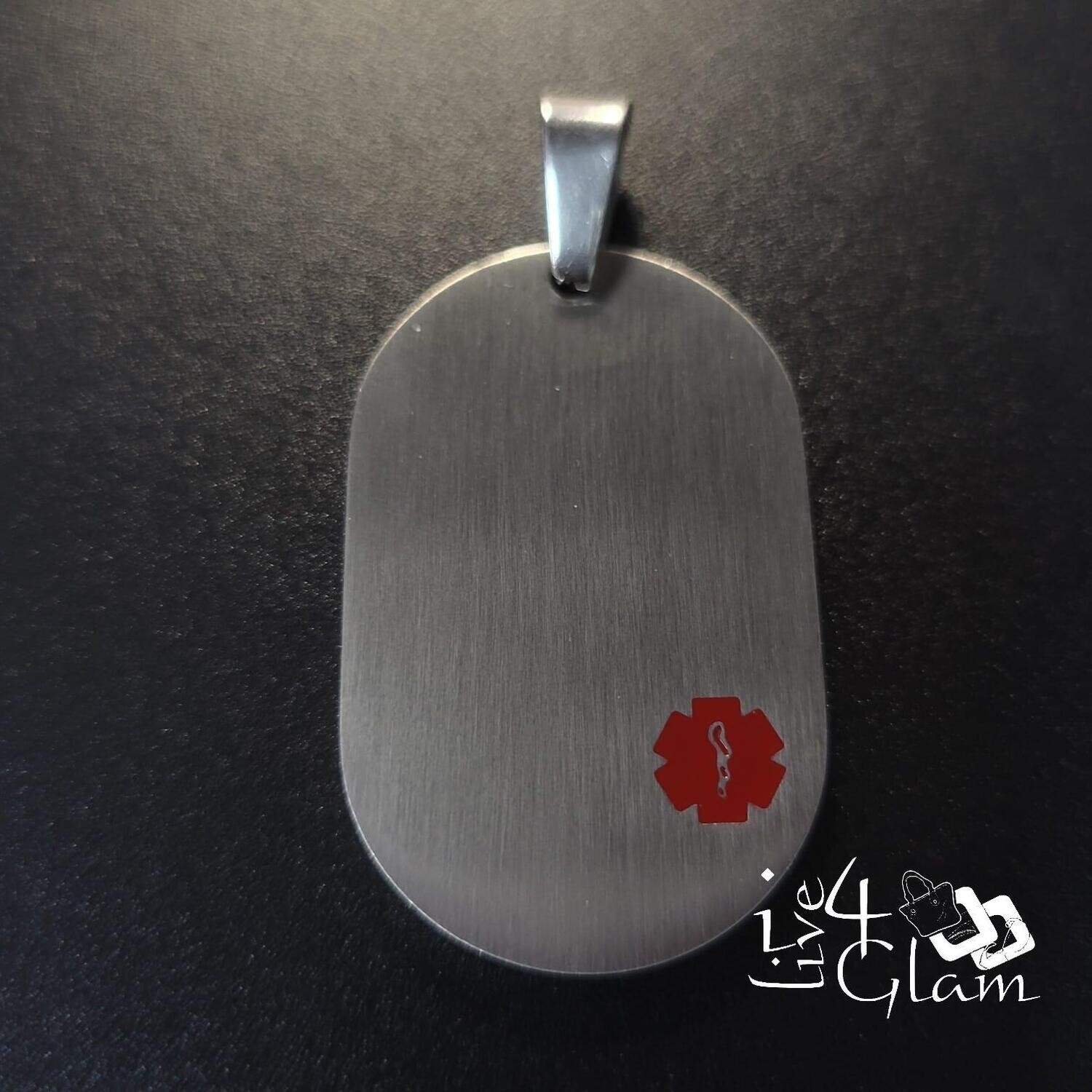 Stainless Steel Silver Medical ID Dog Tag Pendant