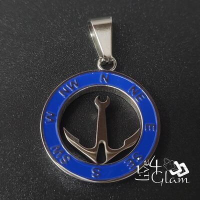 Stainless Steel Silver Compass Pendant