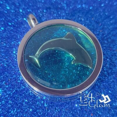 Stainless Steel Green Dolphin Pendant