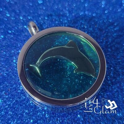 Stainless Steel Green Dolphin Pendant