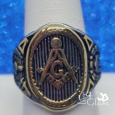 Stainless Steel Gold &amp; Silver Masonic Ring