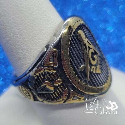 Stainless Steel Gold &amp; Silver Masonic Ring