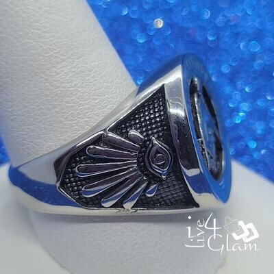 Stainless Steel Blue &amp; Silver Masonic Ring