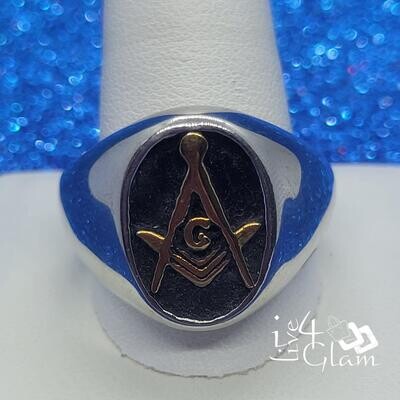 Stainless Steel Gold/Black Masonic Ring