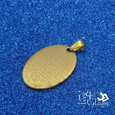 Stainless Steel Gold Oval Lord&#39;s Prayer Spanish Pendant