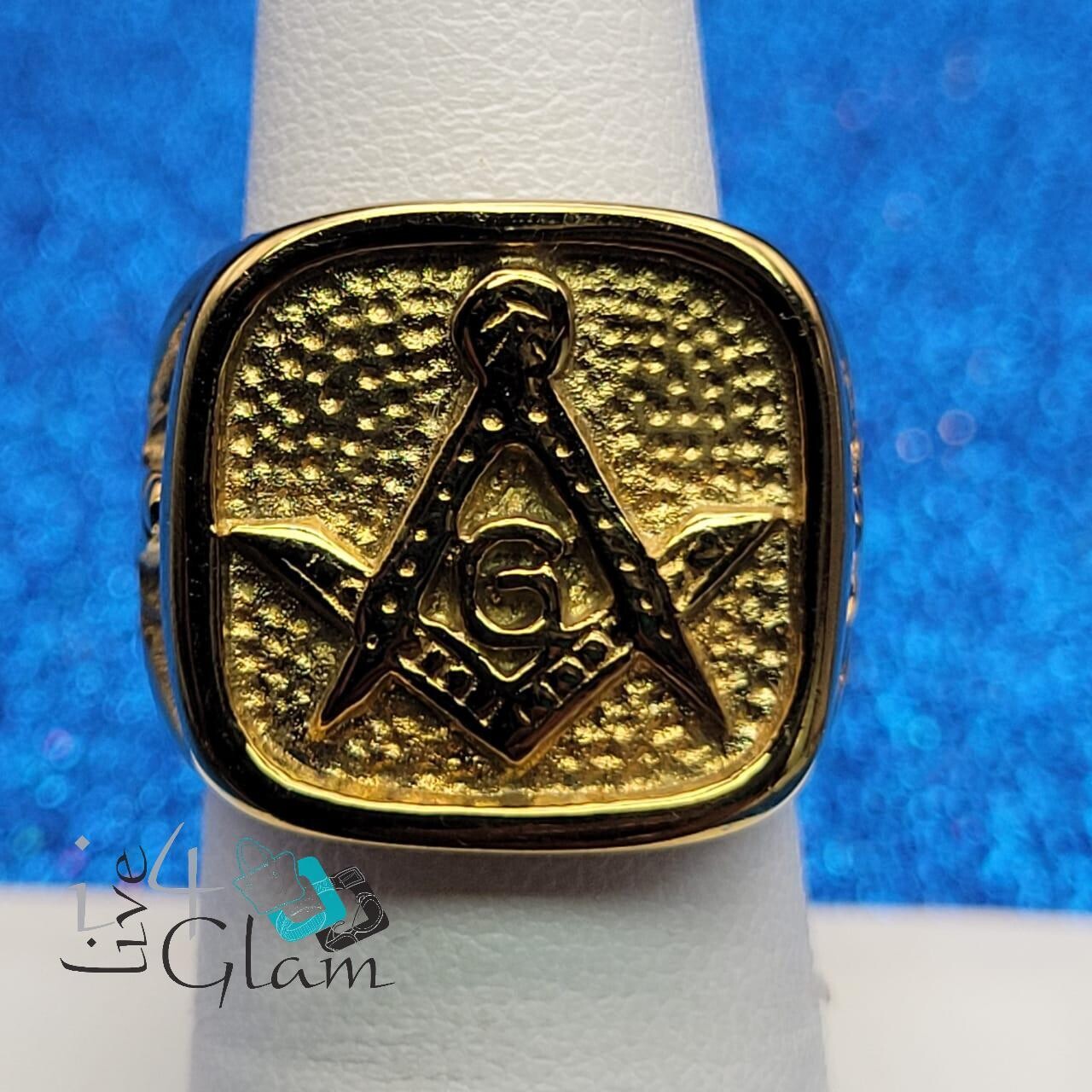 Stainless Steel Gold Free Mason Ring
