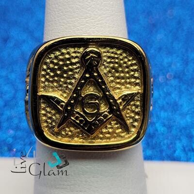 Stainless Steel Gold Free Mason Ring