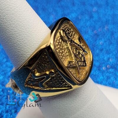 Stainless Steel Gold Free Mason Ring