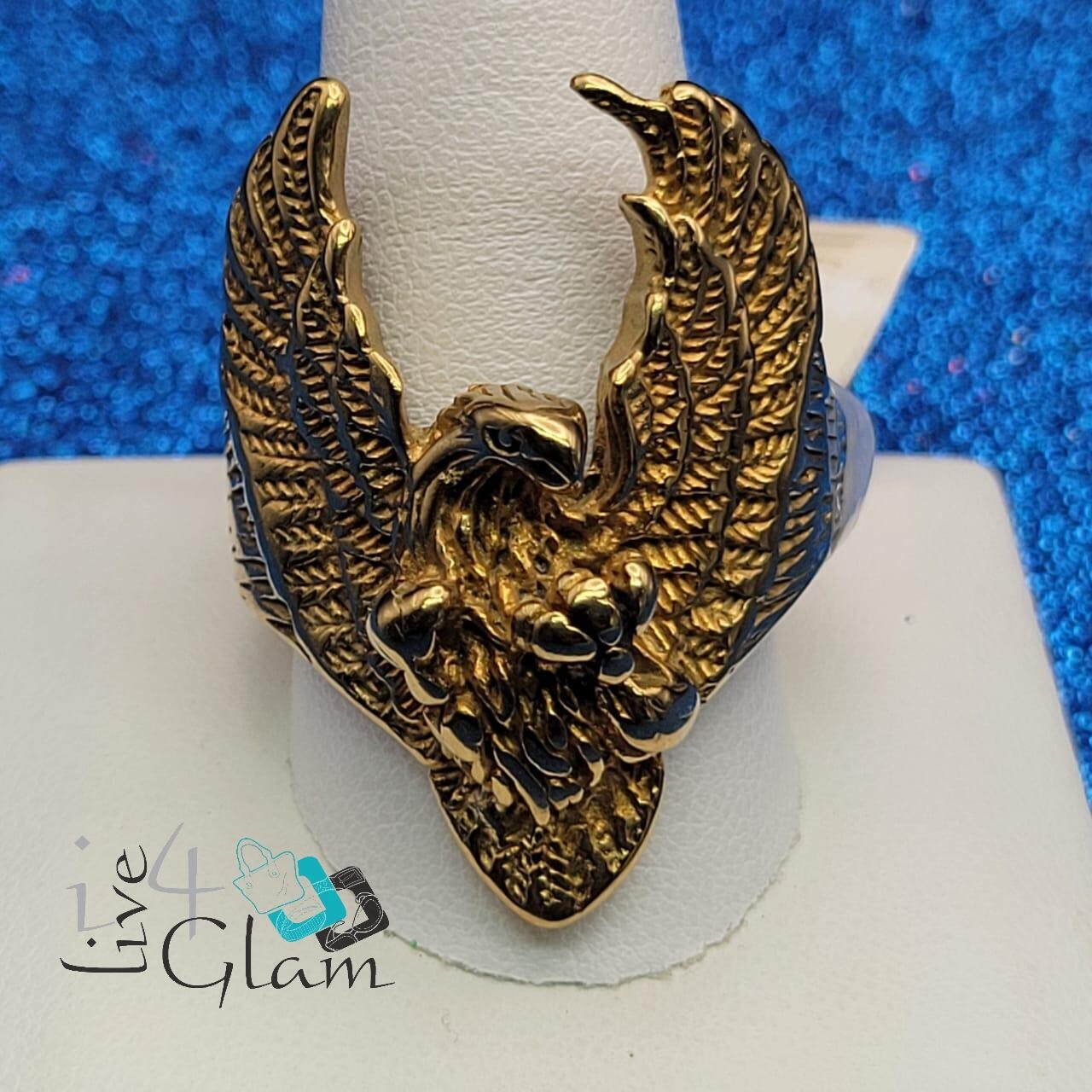 Stainless Steel Gold Eagle Ring