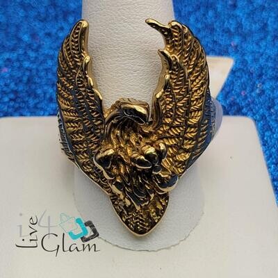 Stainless Steel Gold Eagle Ring