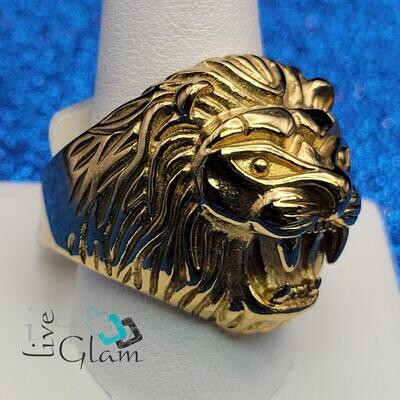 Stainless Steel Lion Gold Ring