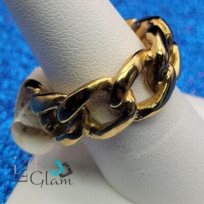 Stainless Steel Gold Chain Link Ring