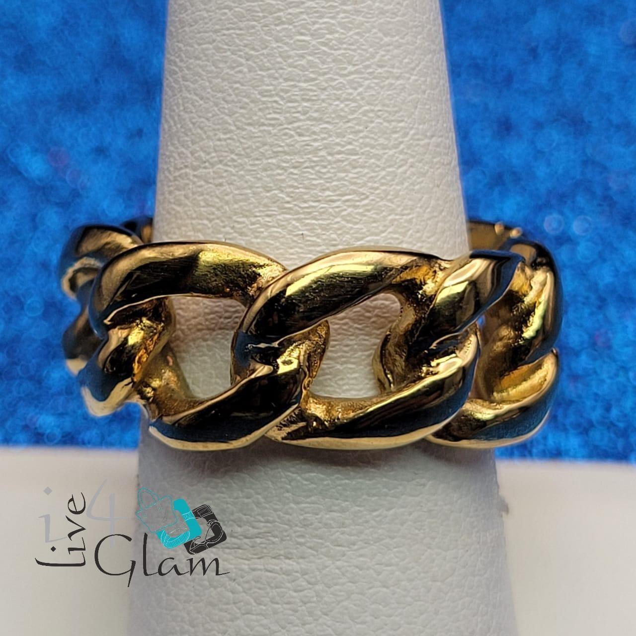 Stainless Steel Gold Chain Link Ring