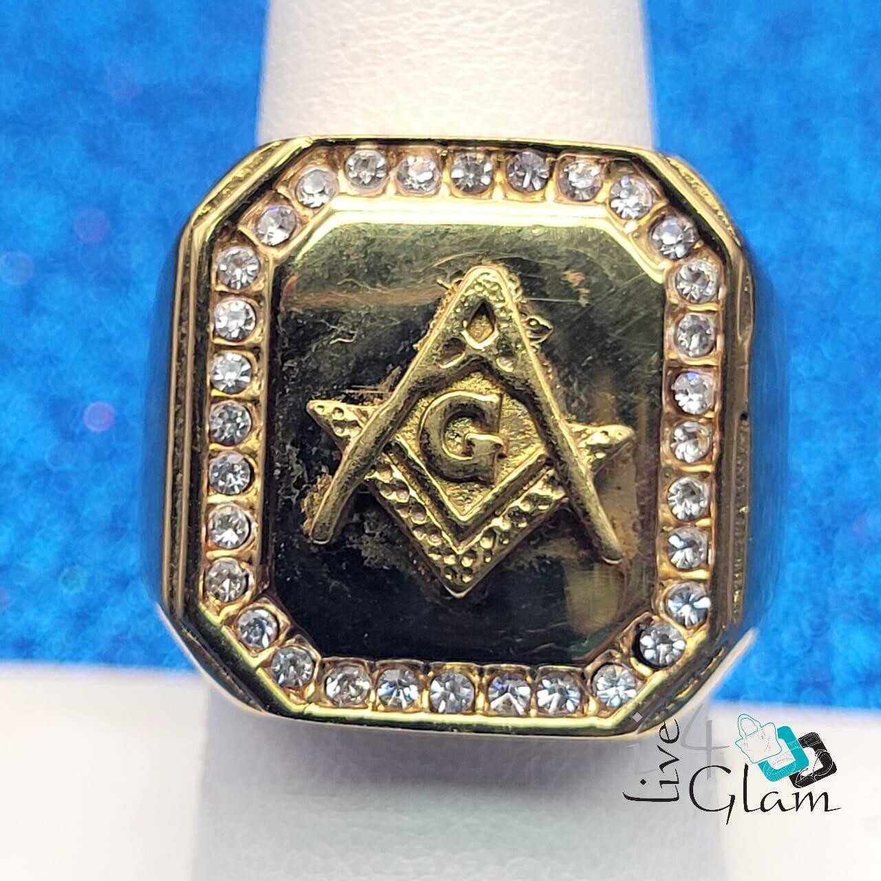 Stainless Steel Free Mason Cz Ring