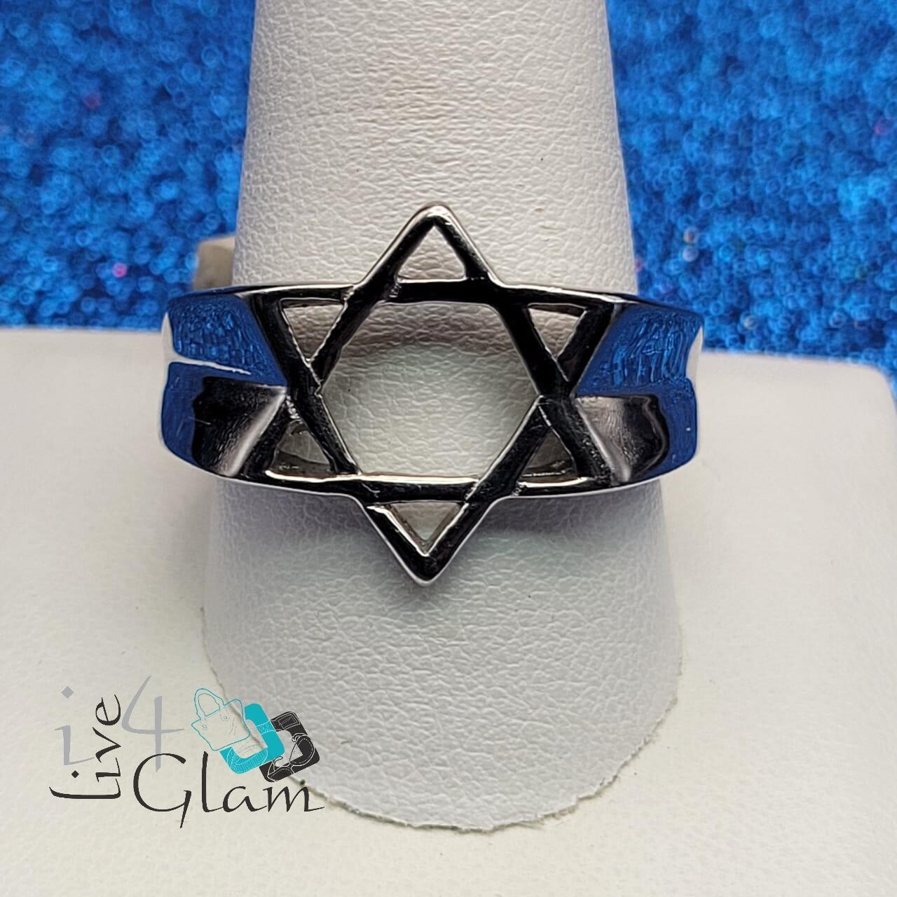 Stainless Steel Star of David Silver Size 12