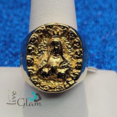 Stainless Steel Mary Gold Ring Size 10