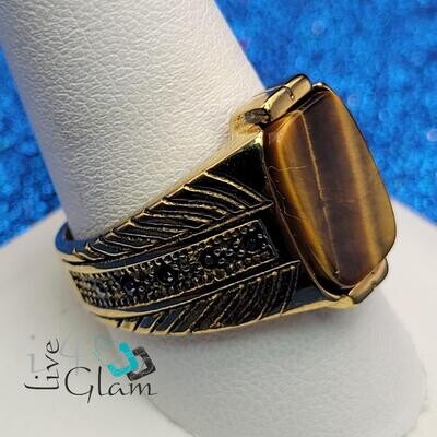 Stainless Steel Tiger's Eye Ring Size 11